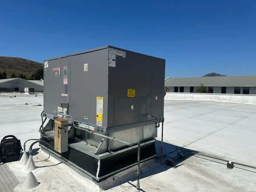 Commercial rooftop packaged HVAC unit installed by Goose Family Heating & Air