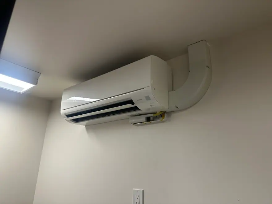 Wall-mounted ductless mini-split indoor unit installed by Goose Family Heating & Air